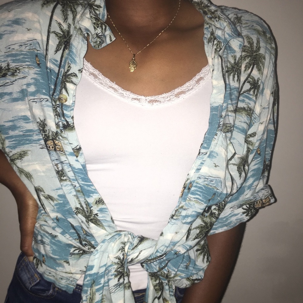🌴 Blue Oversized Hawaiian Shirt